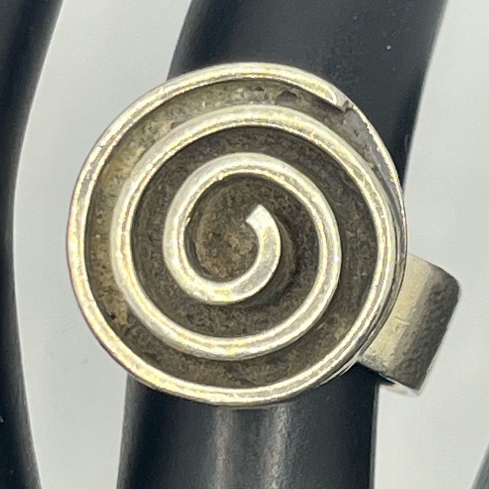 Mexico sterling silver abstract swirl circle wide band ring size 6.75 vintage - Picture 7 of 16